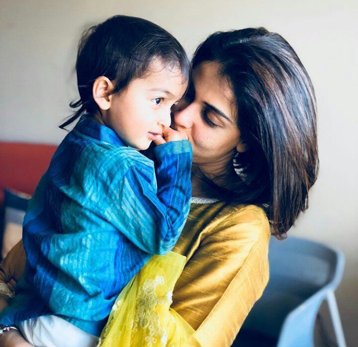 Actress Genelia with her cute son thinatamil |
